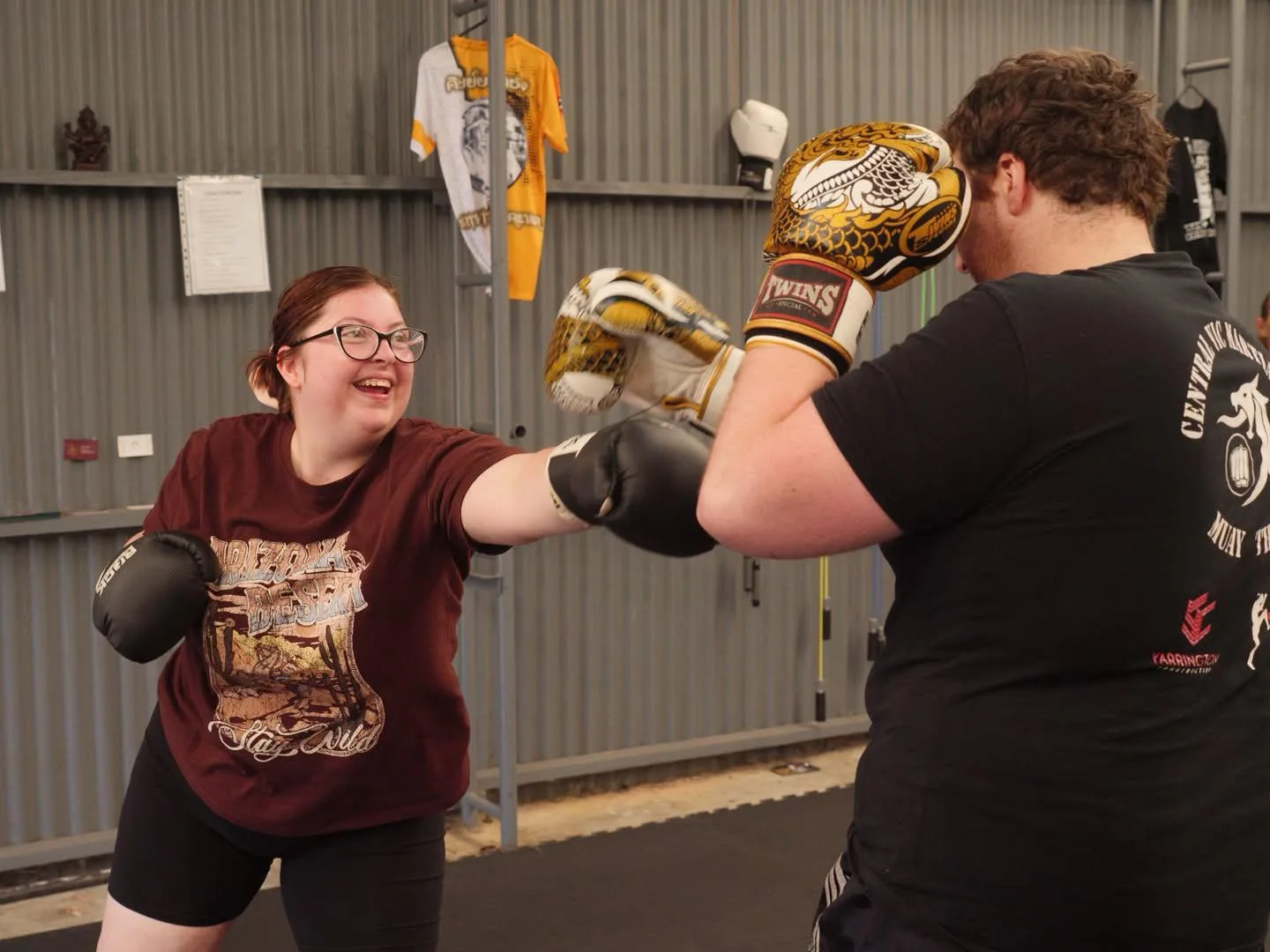 An NDIS participant staying active and building confidence through inclusive fitness and boxing activities.